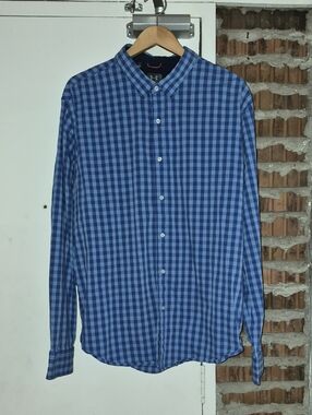 Under Armour Blue Checkered Plaid Heatgear Button Shirt Sixe 3XL XXXL